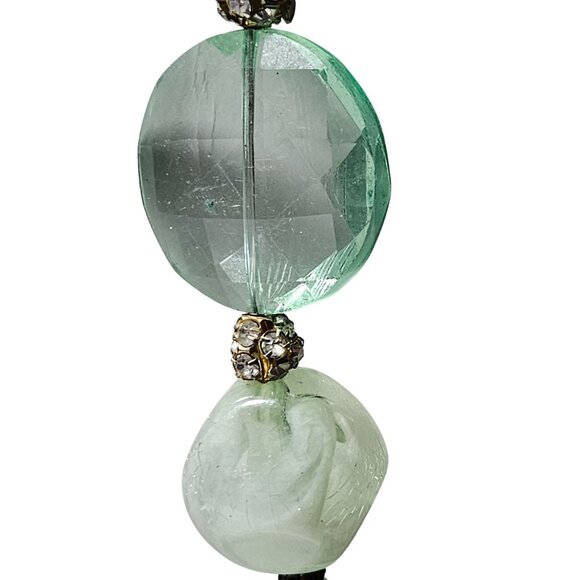 Boho Chic Chunky Green Acrylic Glass Beaded Necklace Statement Fashion Jewelry - Picture 2 of 6